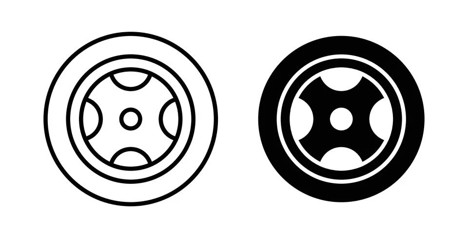 Car wheel icon bundle for website design projects Stock Illustration