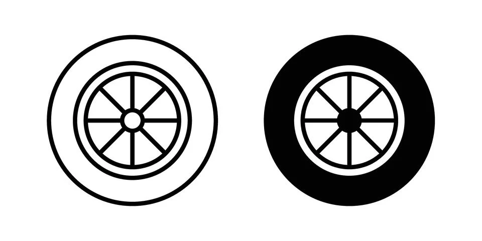 Car wheel icon illustration vector, icon set for apps Stock Illustration