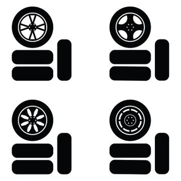 Car wheel icon set Illustrazione stock