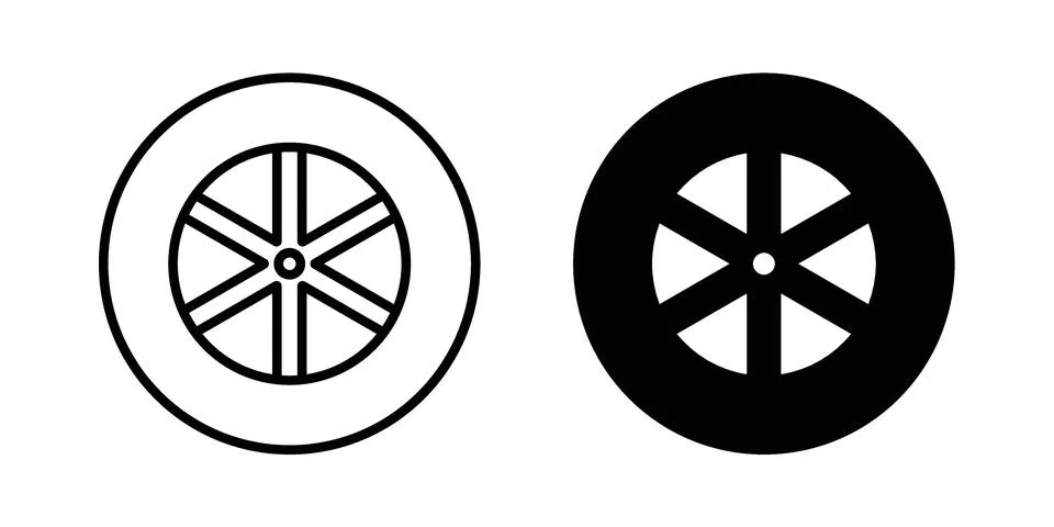 Car wheel icon vector concepts, line and silhouette style Stock Illustration