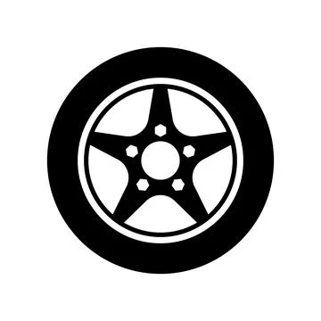 Car wheel icon. Vector image isoded on a white background. Stock Illustration