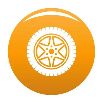 Car wheel icon vector orange Stock Illustration