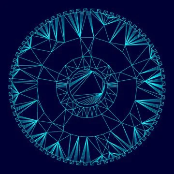Car wheel low poly triangulation triangulated polygonal electric cyan blue vi Ilustración de archivo