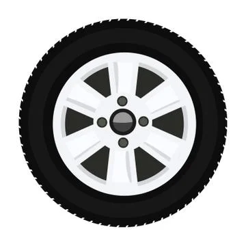 Car wheel mock up in detail with solid and flat color design. Stock Illustration
