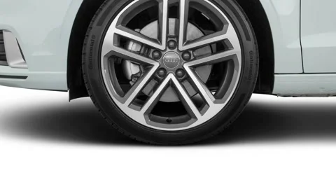 Car wheel side view Glacier White Metallic 2017 Audi A3 Premium 2.0 TFSI Stock Footage 159930545