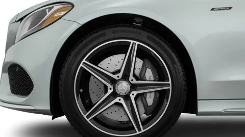 Car wheel side view Iridium Silver Metallic 2016 Mercedes-Benz C-Class C450 AMG Stock Footage 159852233