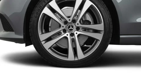 Car wheel side view Selenite Grey Metallic 2019 Mercedes-Benz C-Class C300 Stock Footage 160040446
