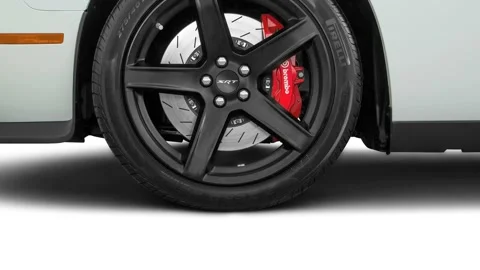 Car wheel side view White Knuckle Clear Coat 2017 Dodge Challenger SRT Hellcat Video stock 159926107