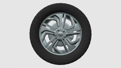 Car Wheel Spinning Loop Alpha Channel Video stock 346745252