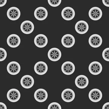 Car wheel vector seamless pattern - Auto rim and tire vector background 스톡 일러스트