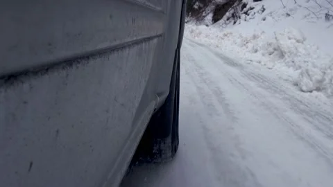 Car Wheel While On Snow Road 動画素材 170305844