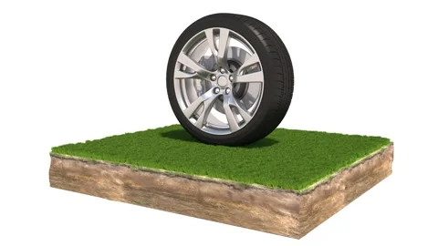 Car Wheel on white background. 3d illustration Stock Footage 142364483