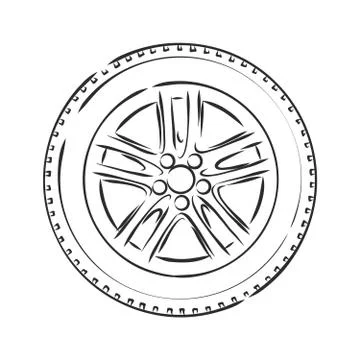 Car Wheel Wire Model EPS10 Vector, car wheel, vector sketch illustration Stock Illustration