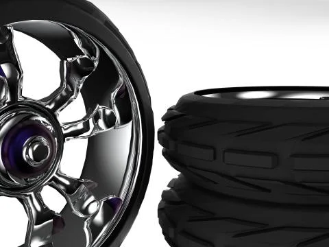 Car wheels 3D rendering Stock Illustration