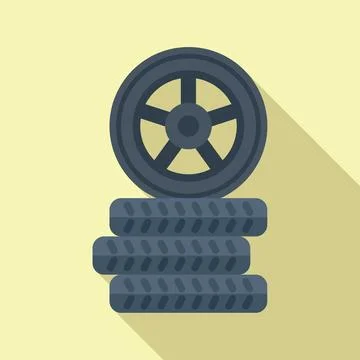 Car wheels icon flat . Auto tire Stock Illustration