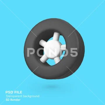 Car wheels isolated 3d render icon illustration PSD Template