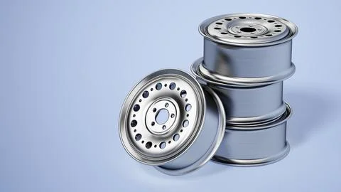 Car wheels isolated on blue background. 3D illustration Stock Illustration