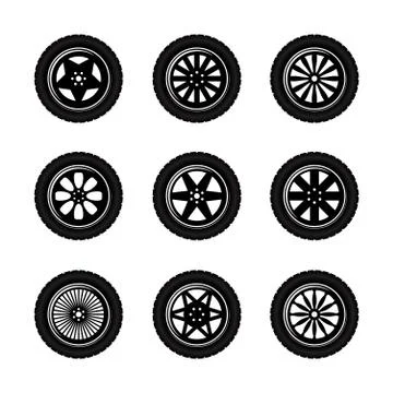 Car wheels set Stock Illustration