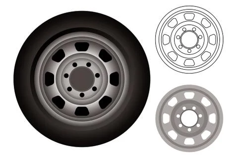 Car wheels set, vector illustration Stock Illustration