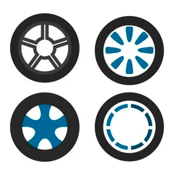 Car wheels set on white background. Vector illustration. EPS 10. Stock Illustration