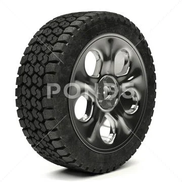 Car wheels with a titanium disk isolated Stock Illustration