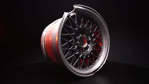 Car wheels titanium rims after a traffic accident Видео 242406680