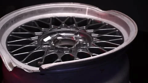 Car wheels titanium rims after a traffic accident Video stock 242406821