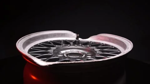 Car wheels titanium rims after a traffic accident Vidéo 242406823
