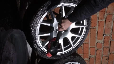 Car wheels, titanium rims Stock Footage 305654736