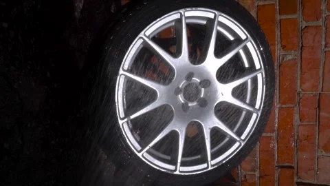 Car wheels, titanium rims Stock Footage 305654766