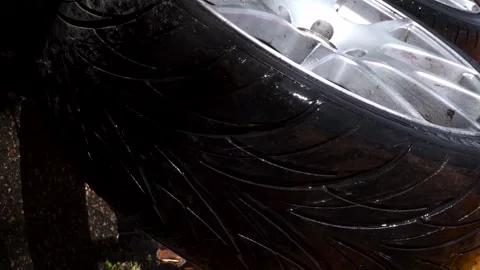 Car wheels, titanium rims Stock Footage 305654818