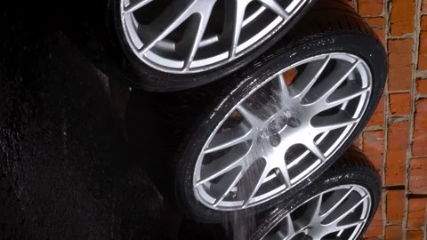 Car wheels, titanium rims Stock Footage 305654896