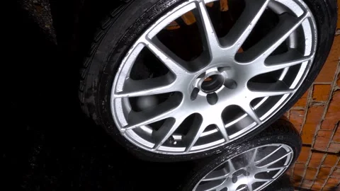 Car wheels, titanium rims Stock Footage 305654904