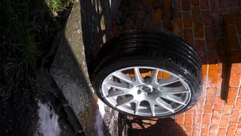 Car wheels, titanium rims Stock Footage 305654947