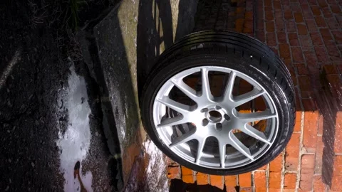 Car wheels, titanium rims Stock Footage 305654949