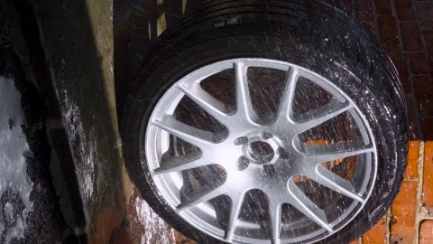 Car wheels, titanium rims Stock Footage 305654968