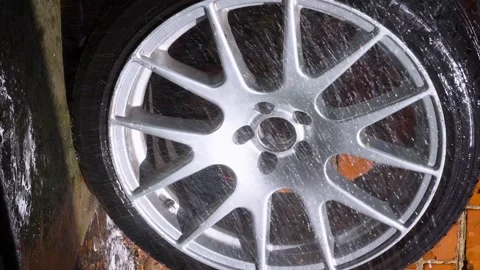 Car wheels, titanium rims Stock Footage 305654980