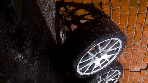 Car wheels, titanium rims Stock Footage 305655001