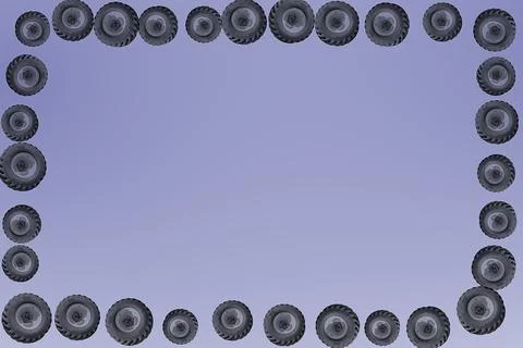 Car wheels tyre frame on blue purple background Stock-Illustration