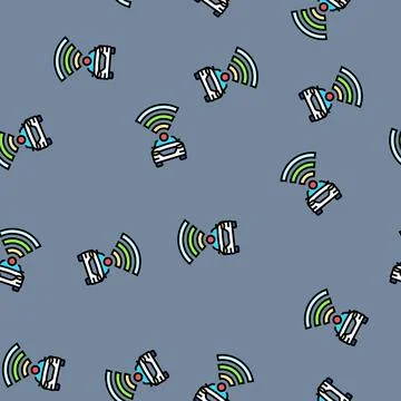 Car wifi auto tainment vector seamless pattern 스톡 일러스트