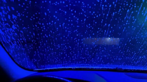 A car window is covered in green spots Stock Footage 276065364