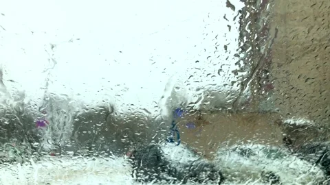 Car window is covered in rain Video stock 297677164