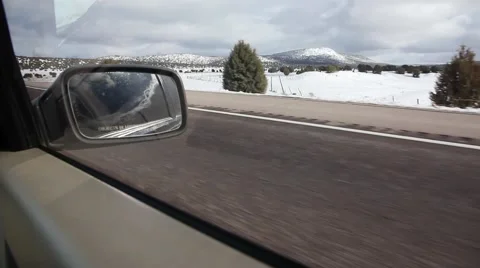 Car Window Highway Winter Stock Footage 61734898