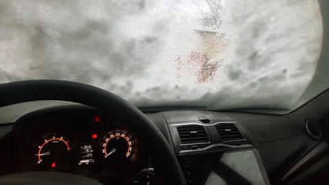 Car window in the snow after a snowfall Stock Footage 327231133
