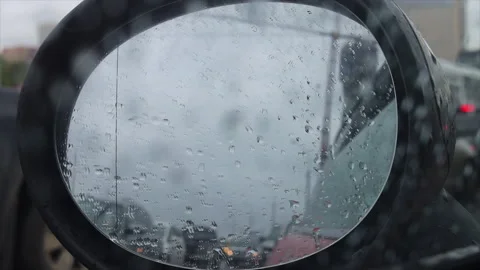 Car window view rain drops Stock Footage 206441284