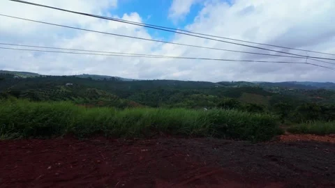 Car window view of off road trip adventure through rural Highlands countryside Stock Footage 345504145