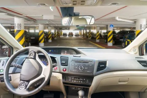 Car windscreen with road Stock Photos