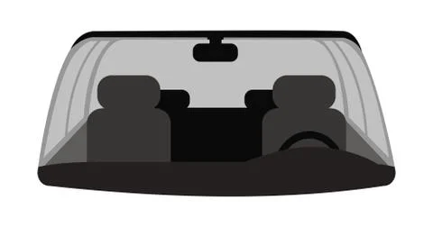 Car windshield flat vector illustration. Automobile interior with grey front Stock Illustration