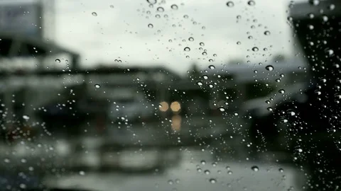 Car windshield with rain drops Stock Footage 96991496