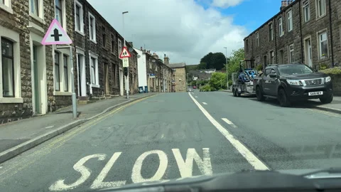 Car windshield view driving through Sabden village in Lancashire. 動画素材 302899252